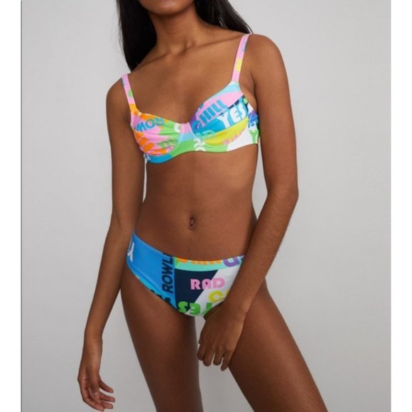 NEW NWT Cynthia Rowley Lola Good Vibes Graphic Bikini Top Bra Bralette Medium - Picture 13 of 15